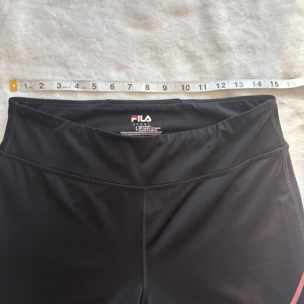 Fila Sport Black Activewear Leggings Womens Large W/ Vibrant Pink Purple Accents - Picture 5 of 11